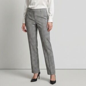 Banana Republic Avery Plaid Ankle straight Trousers Pants Women's Size 8 Grey